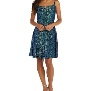Navy/Teal homecoming/short prom dress